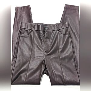 Zara Brown Faux Leather Pants With Ankle Zip Size M